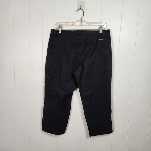 Eddie Bauer Black Nylon Cropped Capri Pants Hiking Outdoors Mid Rise Stretch 8 - Picture 3 of 10